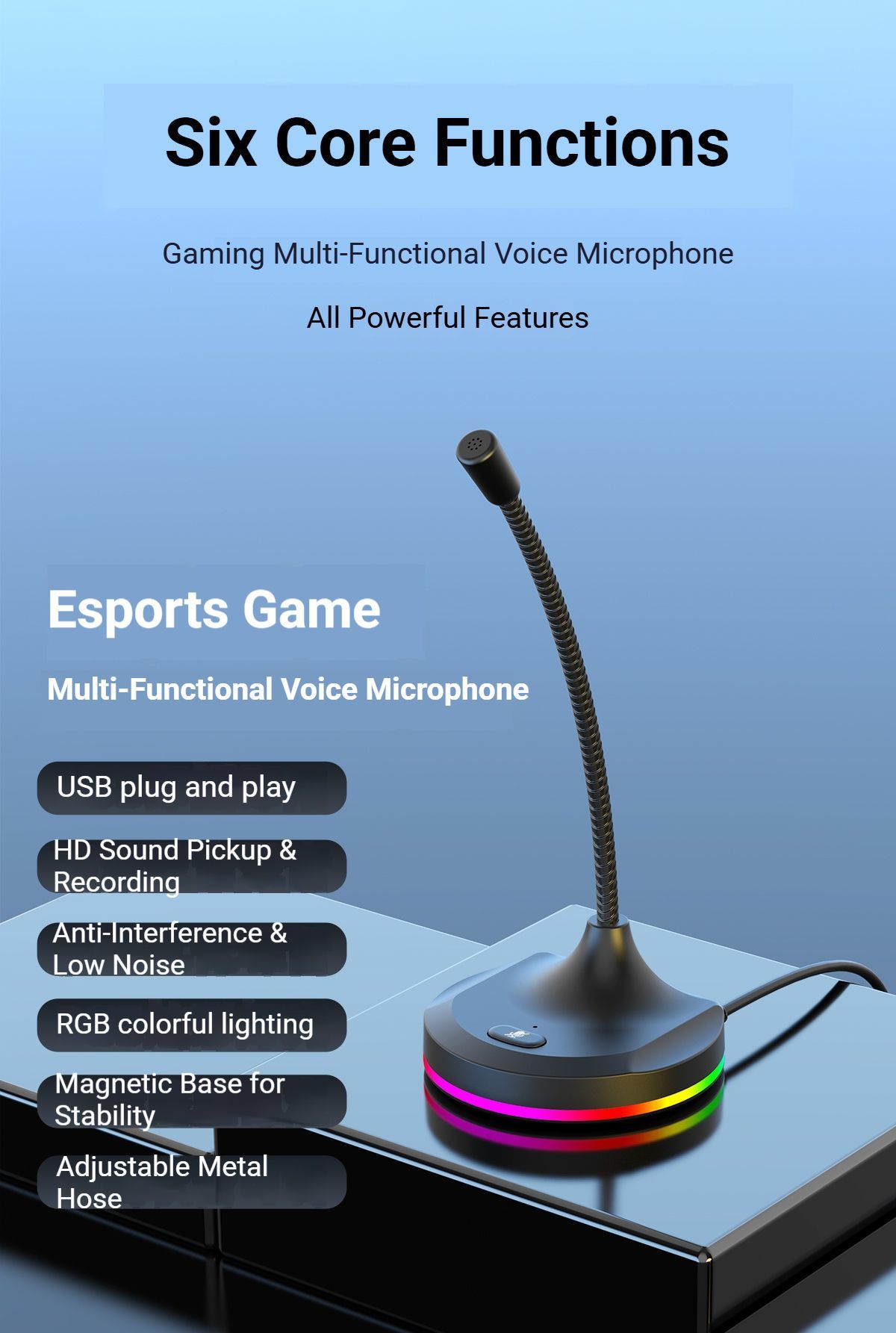 RGB Desktop Microphone Standard Model Black - Image 5