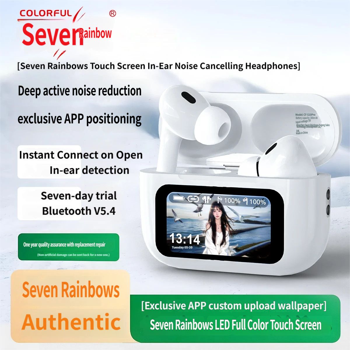 S10-Pro-Max Bluetooth headset-White - Image 1