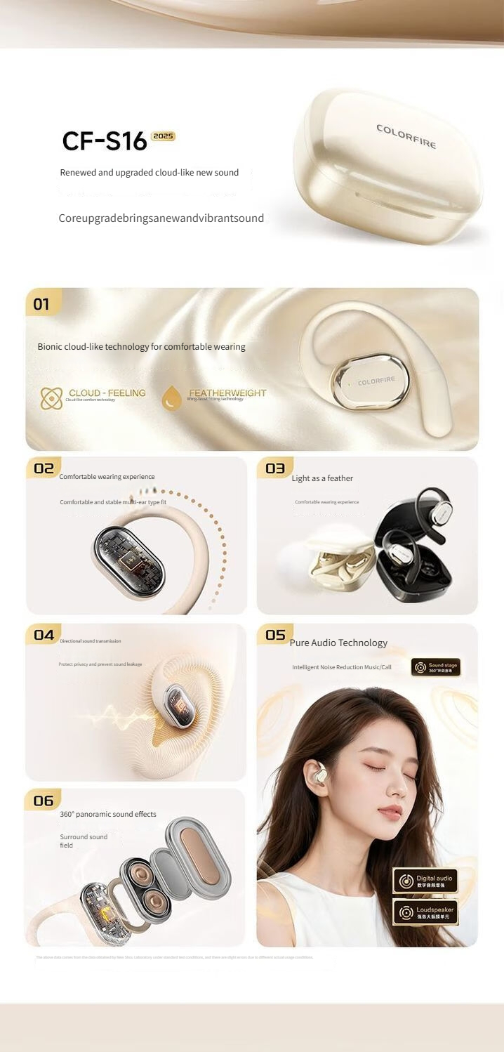 S16 Bluetooth headset-Beige - Image 2
