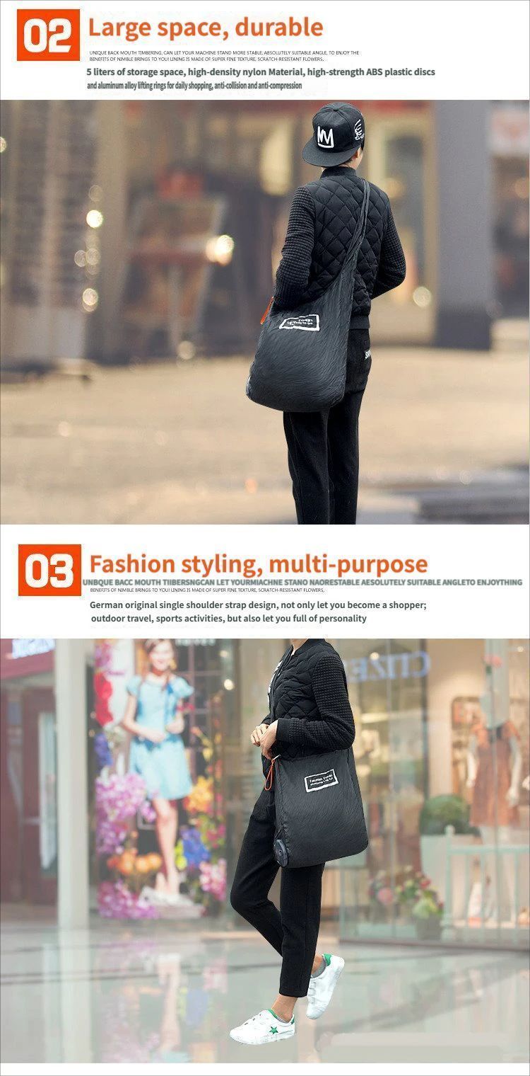Portable folding shopping bag-Orange - Image 8