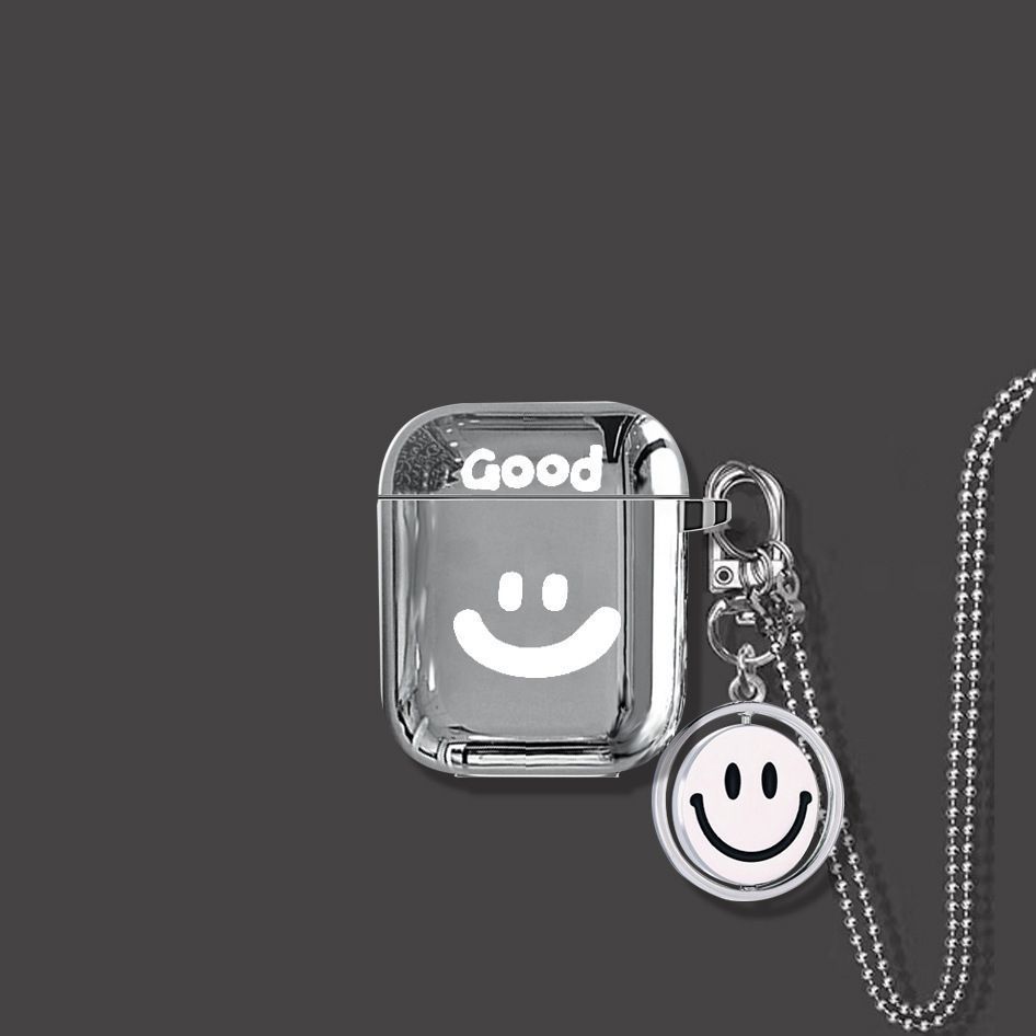 Smiley Face AirPods 1 2 Case+Keyring+Necklace - Image 1