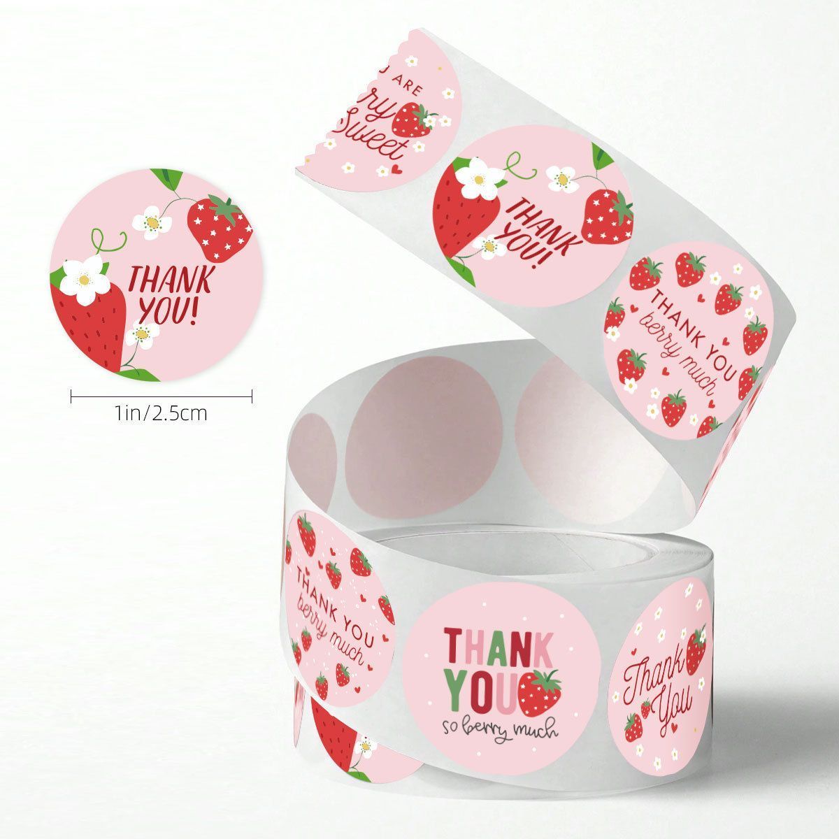 Strawberry Thank You Stickers 25mm 1inch - Image 4