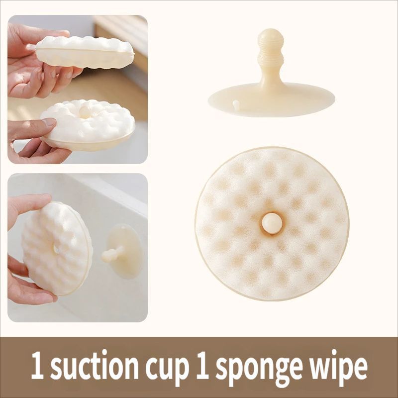 SuctionCupSpongeDishCloth-White - Image 1
