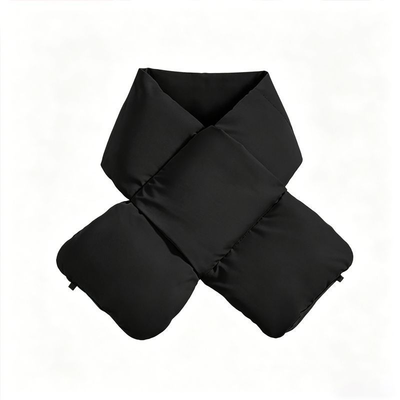 USB Heated White Duck Down Neck Warmer Black - Image 1