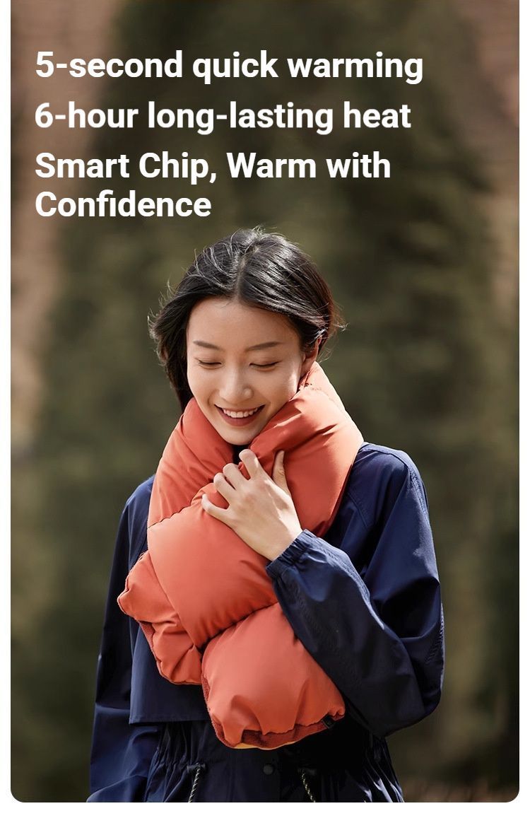 USB Heated White Duck Down Neck Warmer Black - Image 3
