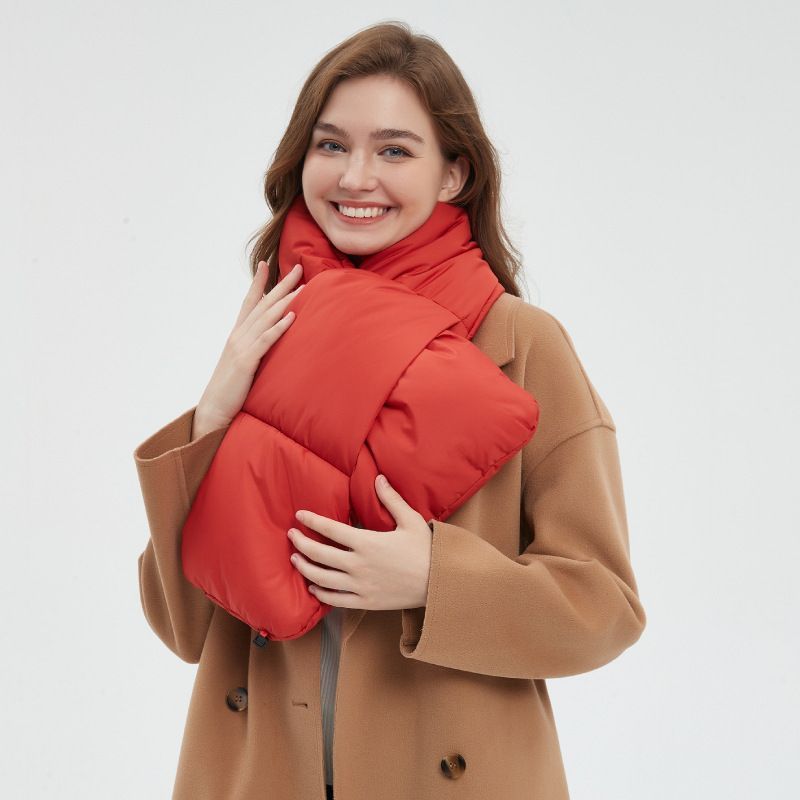 USB Heated White Duck Down Neck Warmer Black - Image 5