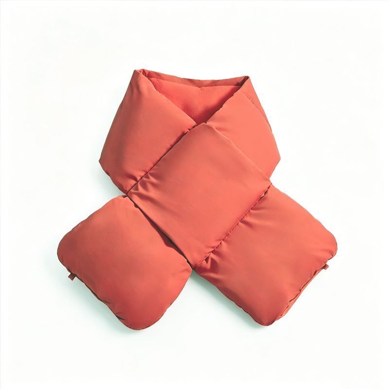 USB Heated White Duck Down Neck Warmer-Wine Red - Image 1
