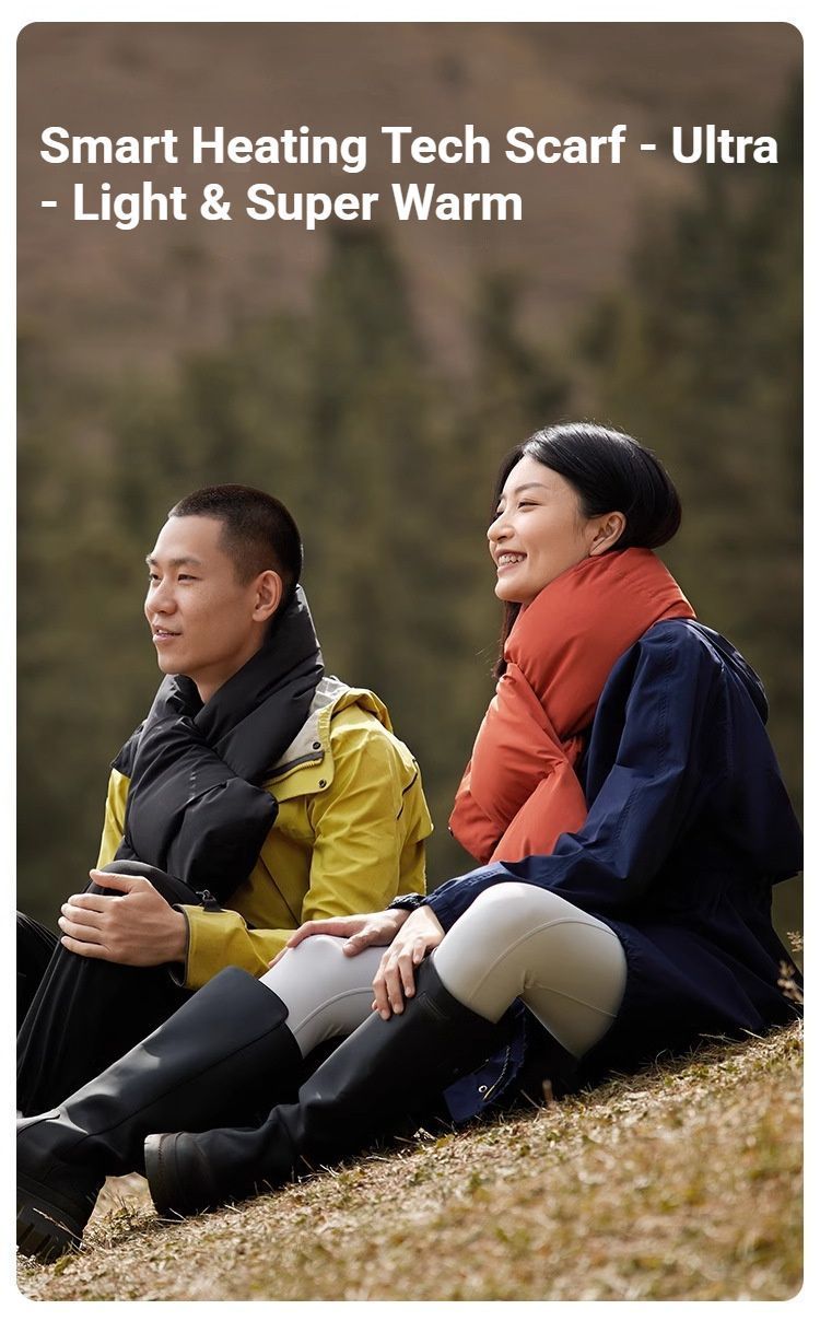 USB Heated White Duck Down Neck Warmer-Wine Red - Image 4