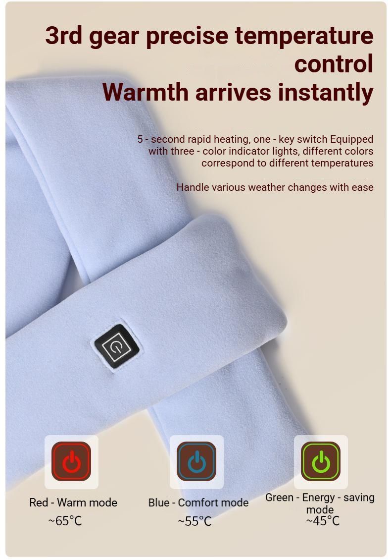 USB Rechargeable Graphene Heated Neck Warmer Yellow - Image 3