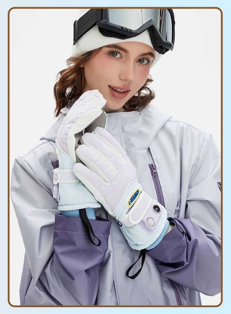 Windproof Water-Repellent Fleece-Lined Self-Heating Gloves Black - Image 2