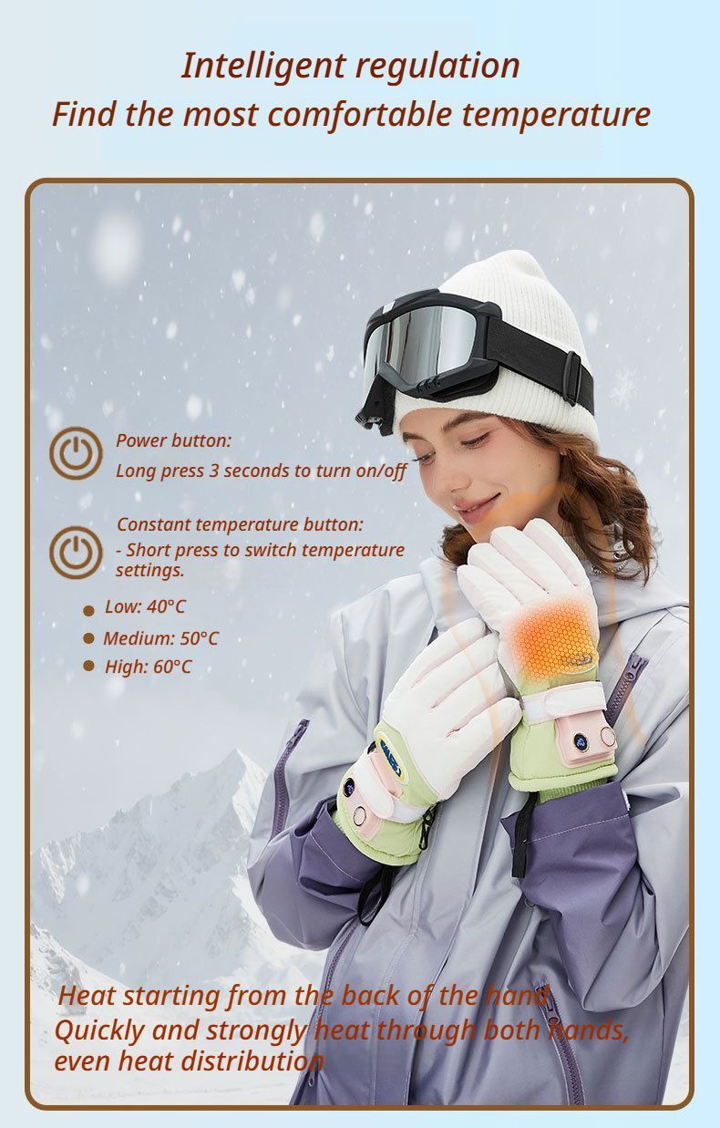 Windproof Water-Repellent Fleece-Lined Self-Heating Gloves Pink - Image 6