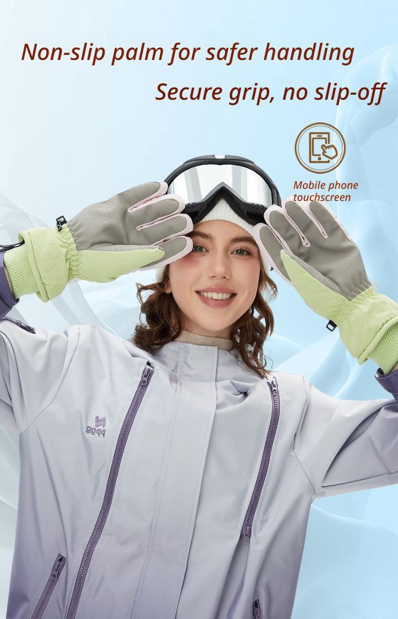 Windproof Water-Repellent Self-Heating Fleece Gloves Light Green - Image 5