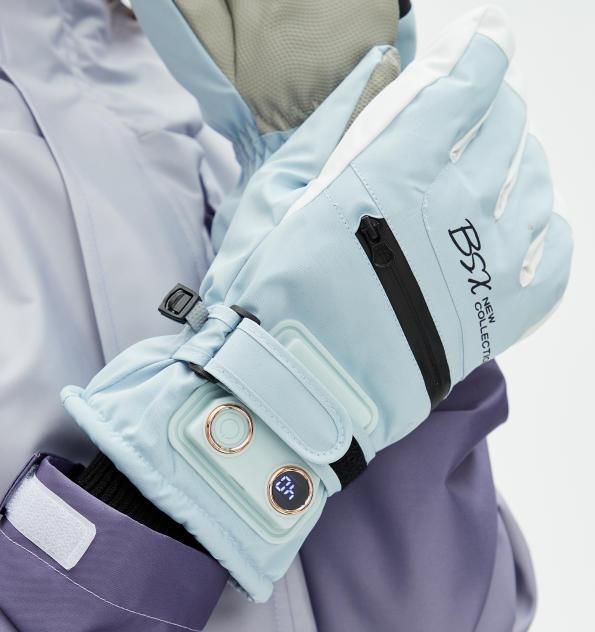 Winter Self-Heating Windproof Touchscreen Gloves-Blue and White - Image 1