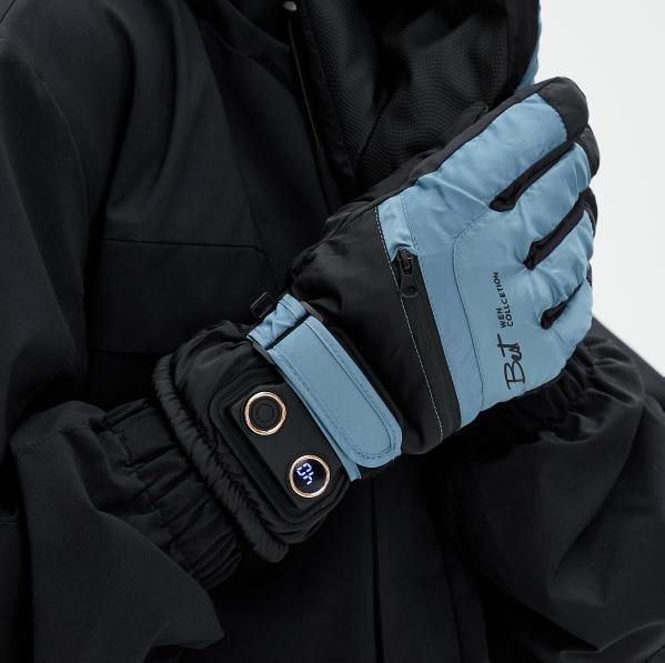 Winter Self-Heating Windproof Touchscreen Gloves-Blue Black - Image 1