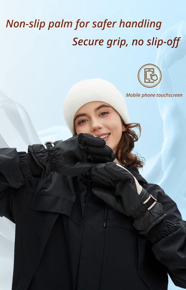 Winter Self-Heating Windproof Touchscreen Gloves-Blue Black - Image 3