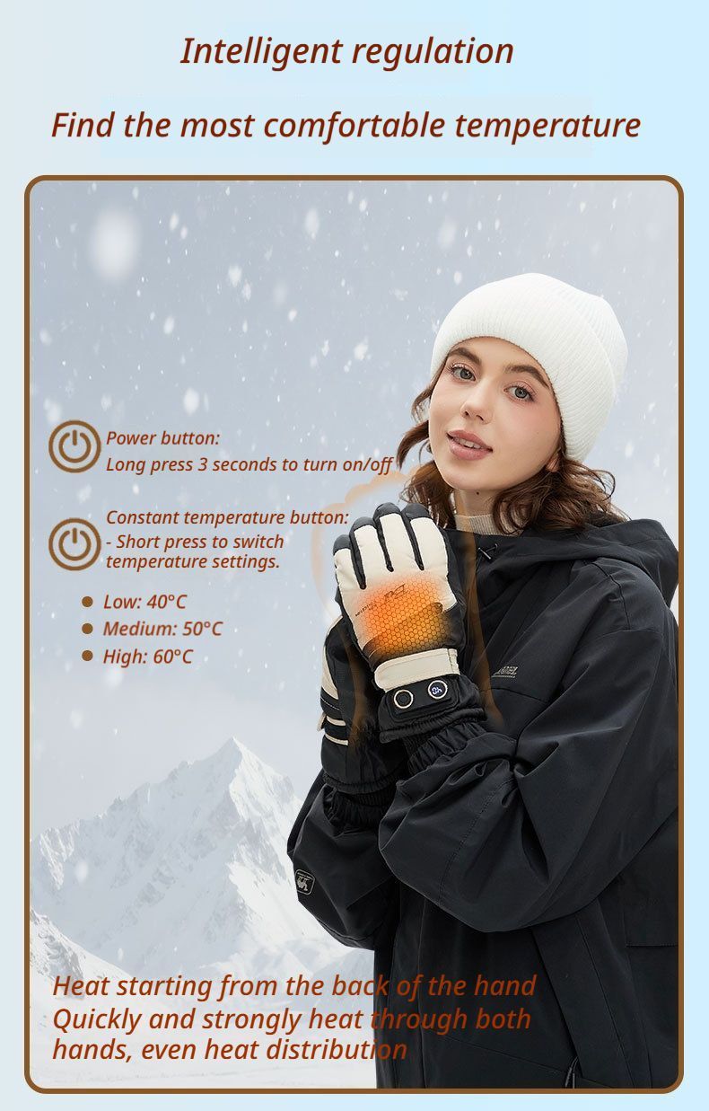 Winter Self-Heating Windproof Touchscreen Gloves-White Black - Image 4