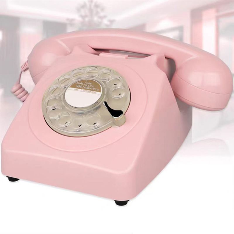 Wireless Bluetooth Desk Phone Style 2-pink - Image 1
