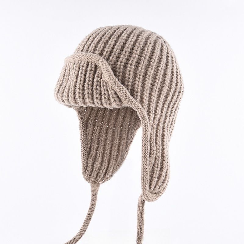Women Plain Aviator Hat with Earflaps Khaki - Image 1