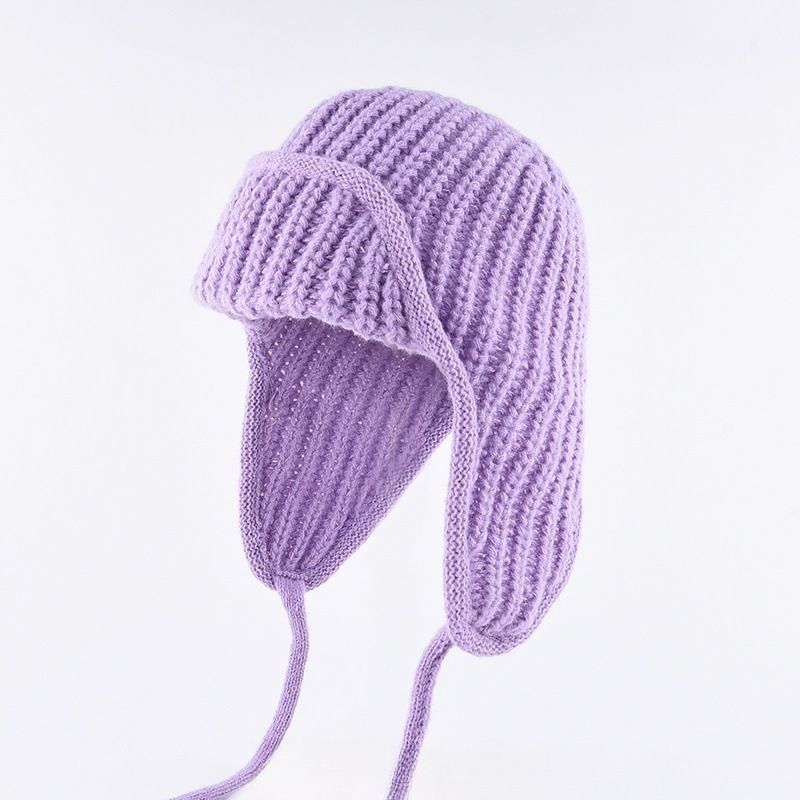 Women Plain Aviator Hat with Earflaps Purple - Image 1