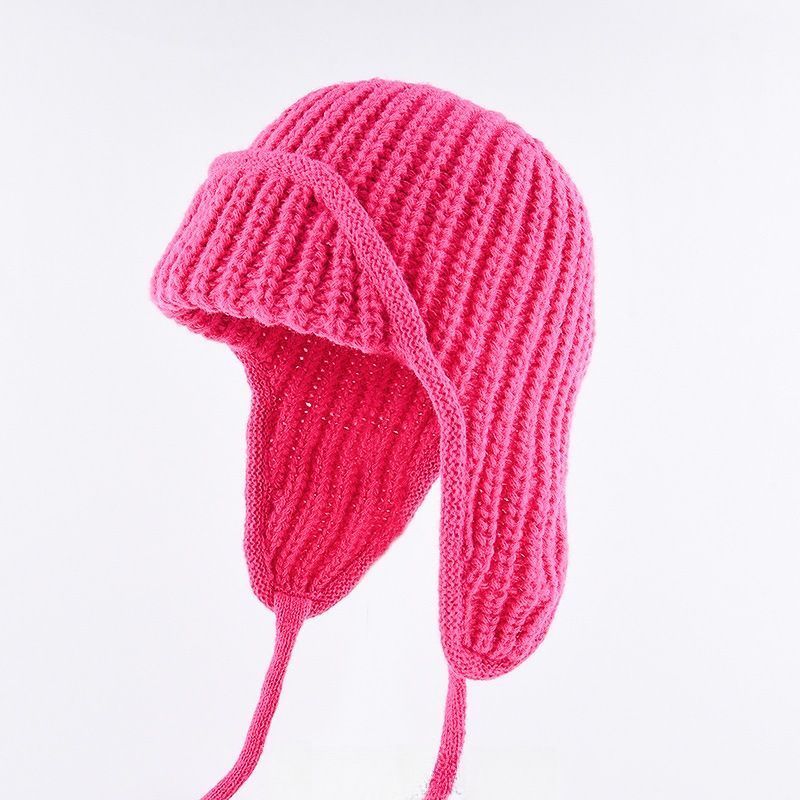 Women Plain Aviator Hat with Earflaps Rose Red - Image 1