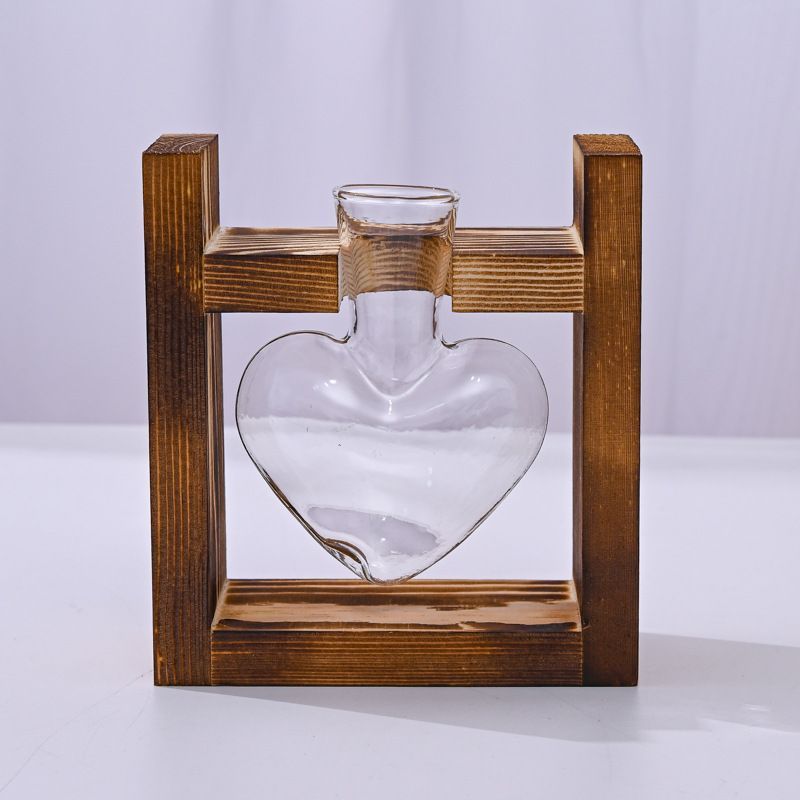 HydroponicWoodenFramewithSnap-On-Heart-ShapedSingleBottle - Image 1