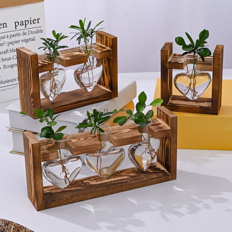 HydroponicWoodenFramewithSnap-On-Heart-ShapedSingleBottle - Image 2