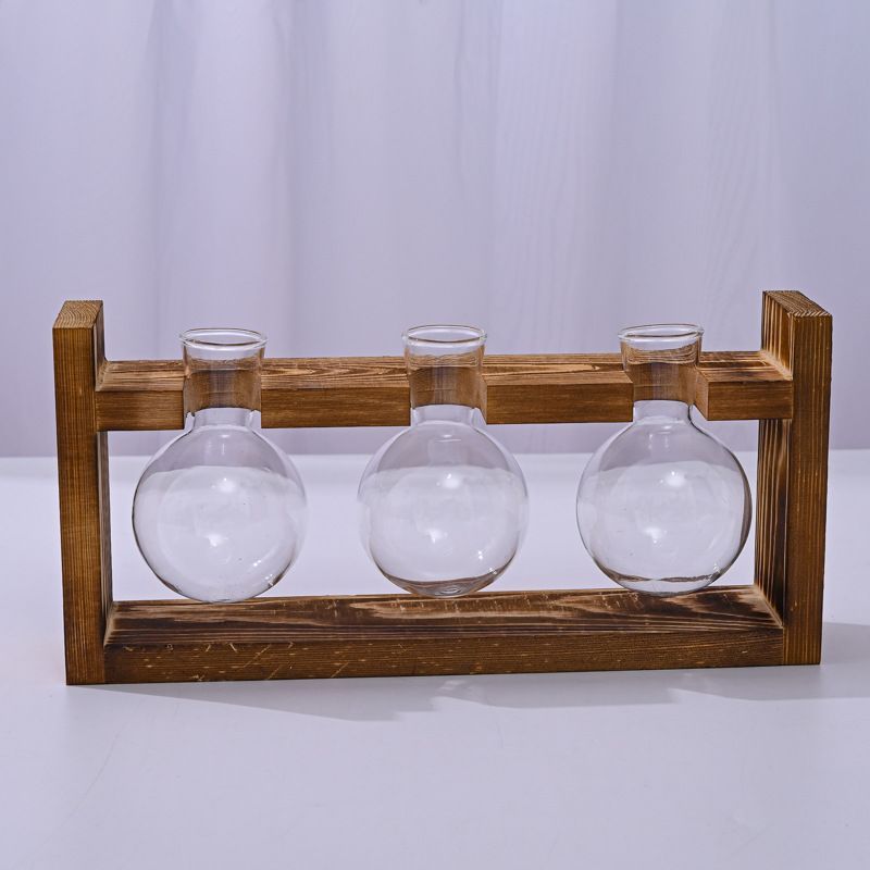 HydroponicWoodenFramewithSnap-On-SphericalTripleBottle - Image 1