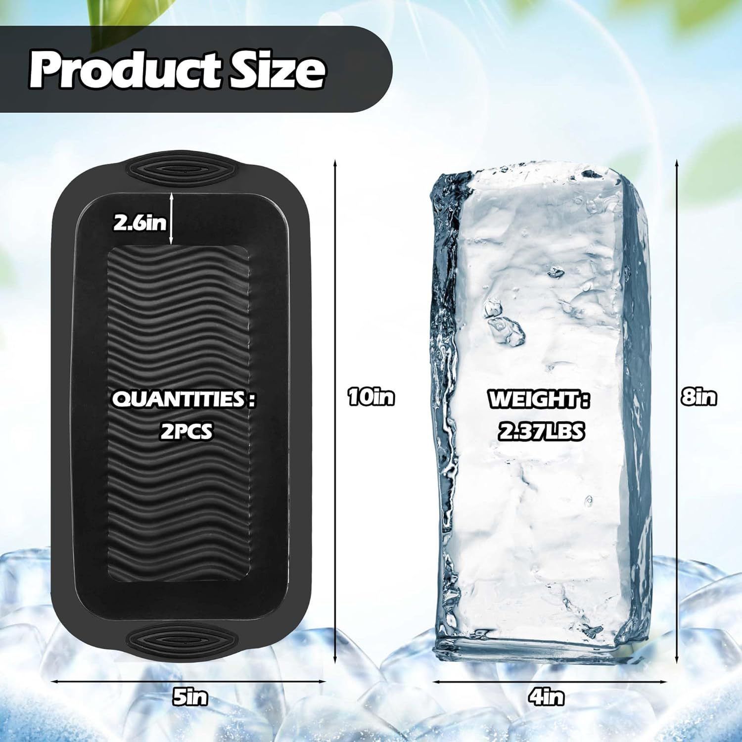 4 Pack Extra Large Ice Block Mold Black - Image 1