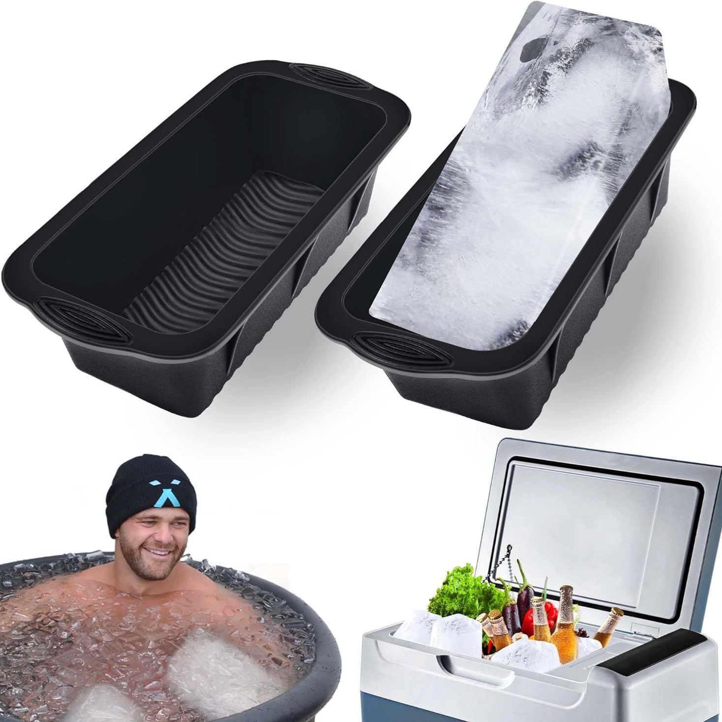 4 Pack Extra Large Ice Block Mold Black - Image 2