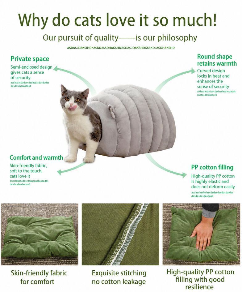 Cat Nest Green 50×40×38cm - Image 3
