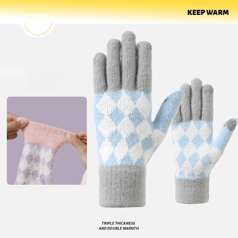 2Pcs Touchscreen Knitted Gloves Khaki - Image 7