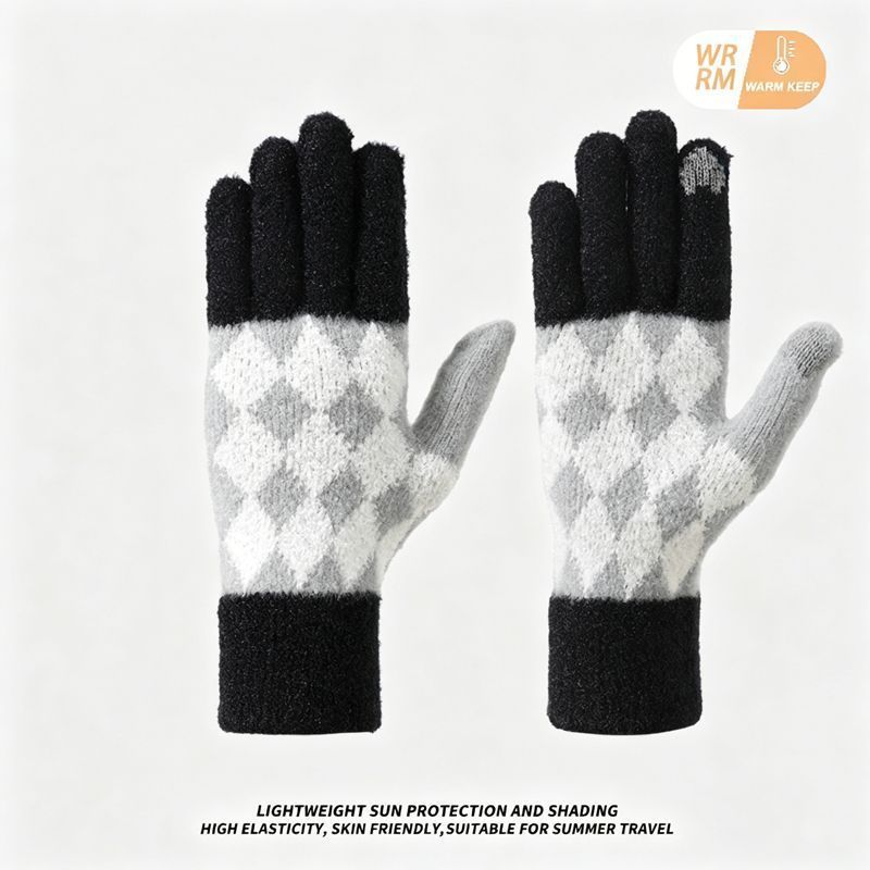 2Pcs Touchscreen Knitted Gloves Black - Image 1