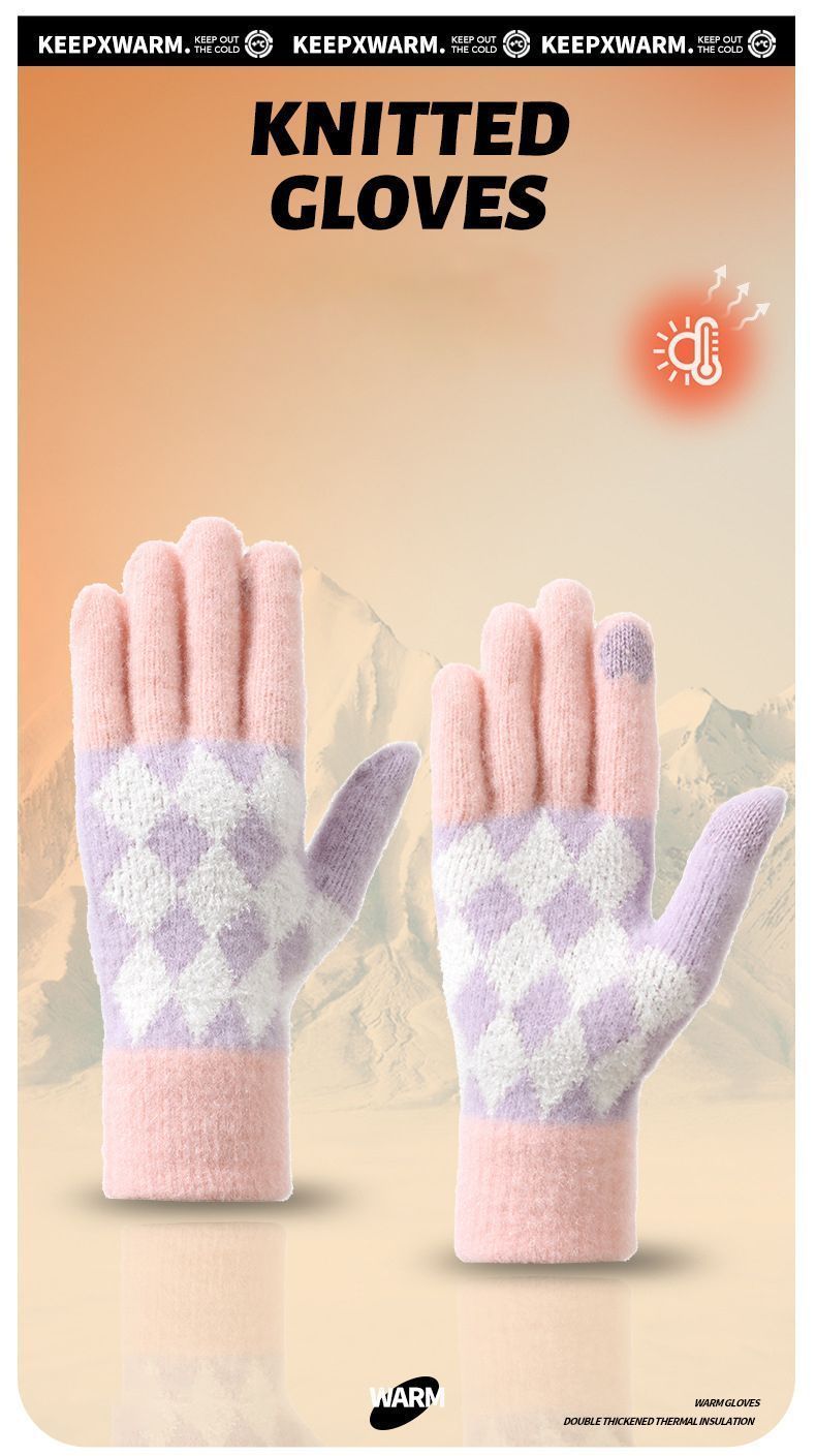 2Pcs Touchscreen Knitted Gloves Black - Image 2