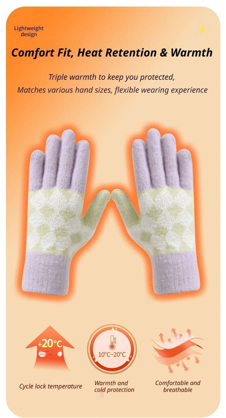 2Pcs Touchscreen Knitted Gloves Beige - Image 6
