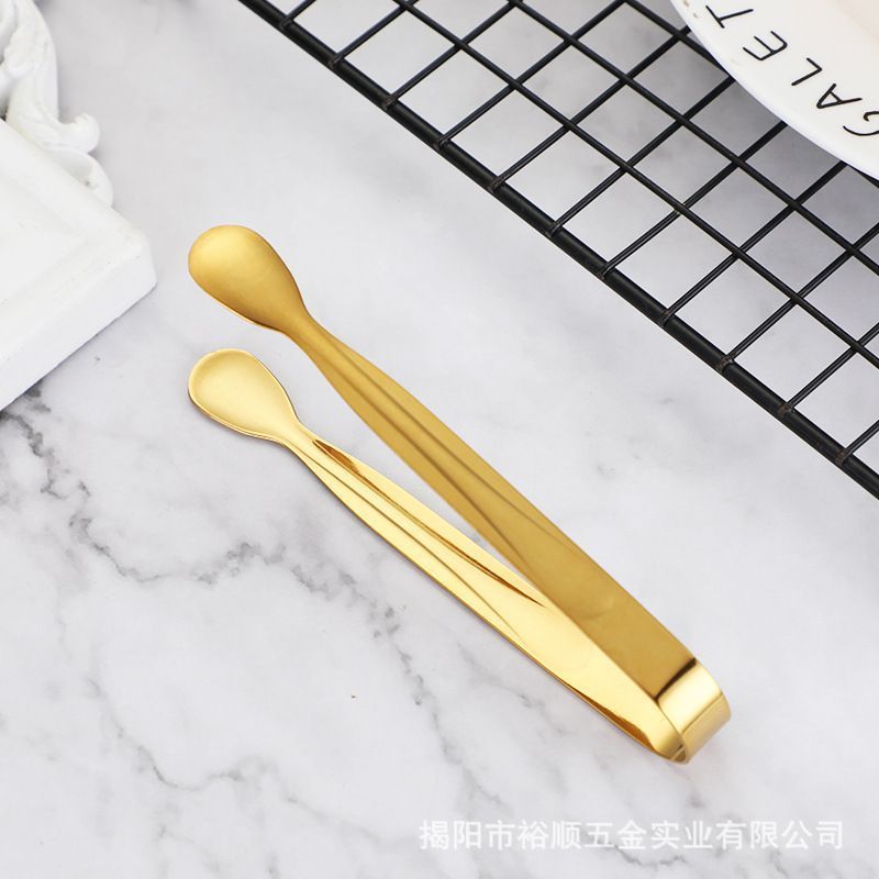 12Pcs Stainless Steel Square Candy Tongs, Food Serving Clips for Party Wedding Salad Bar Kitchen Household Use-golden 02 - Image 1