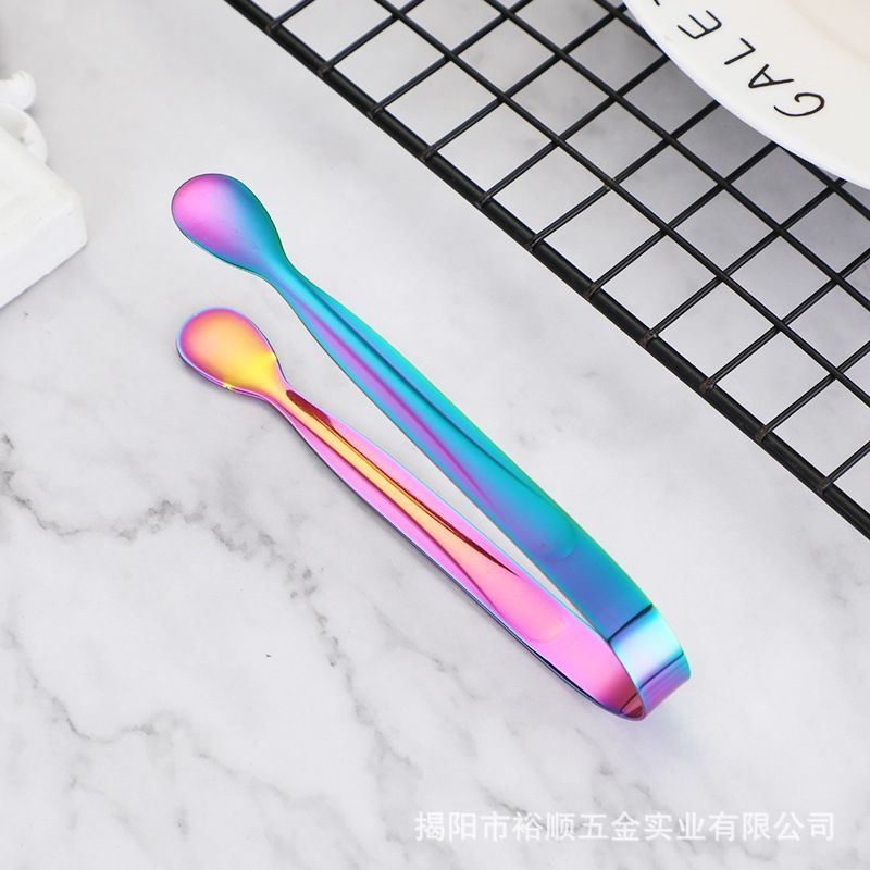 12Pcs Stainless Steel Square Candy Tongs, Food Serving Clips for Party Wedding Salad Bar Kitchen Household Use-Iridescent 03 - Image 1