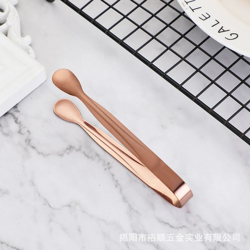 12Pcs Stainless Steel Square Candy Tongs, Food Serving Clips for Party Wedding Salad Bar Kitchen Household Use-Rose gold 04 - Image 1