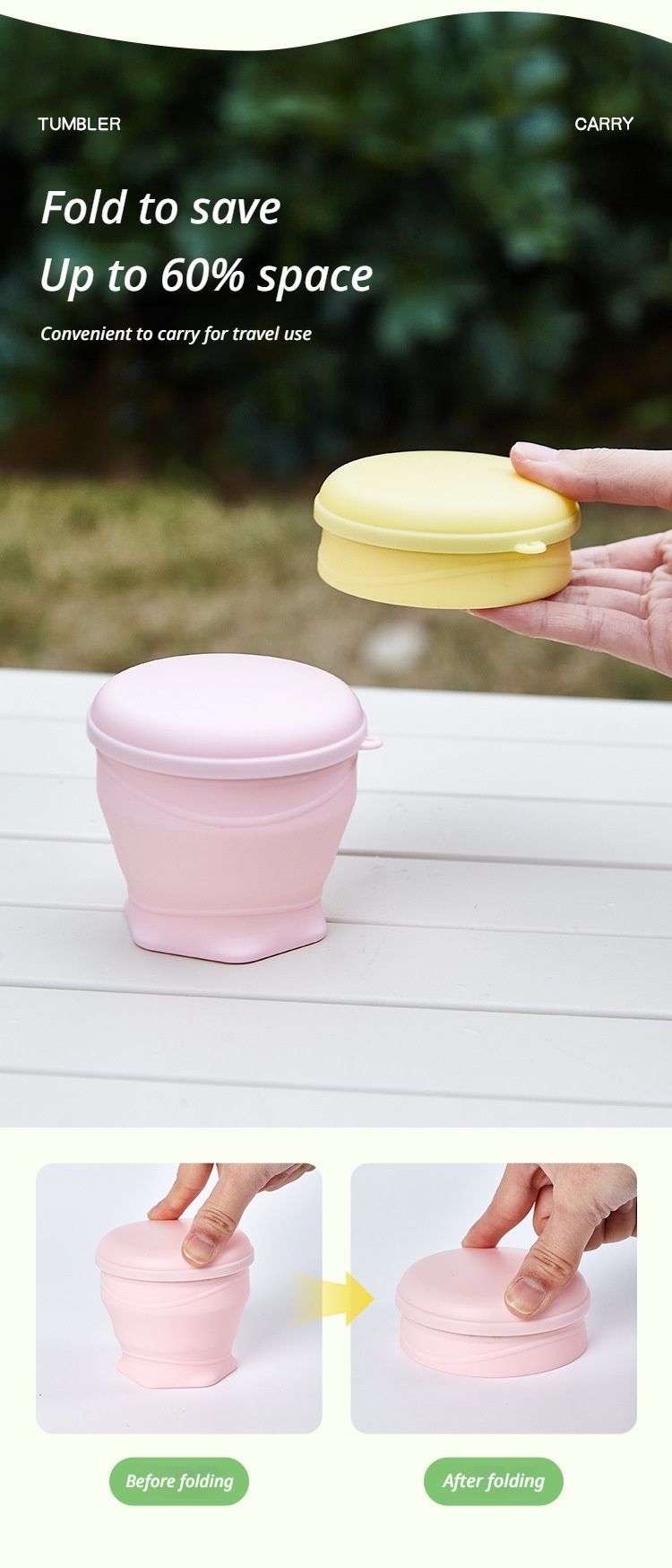 4Pcs Portable Folding Outdoor Water Cup - yellow - Image 5