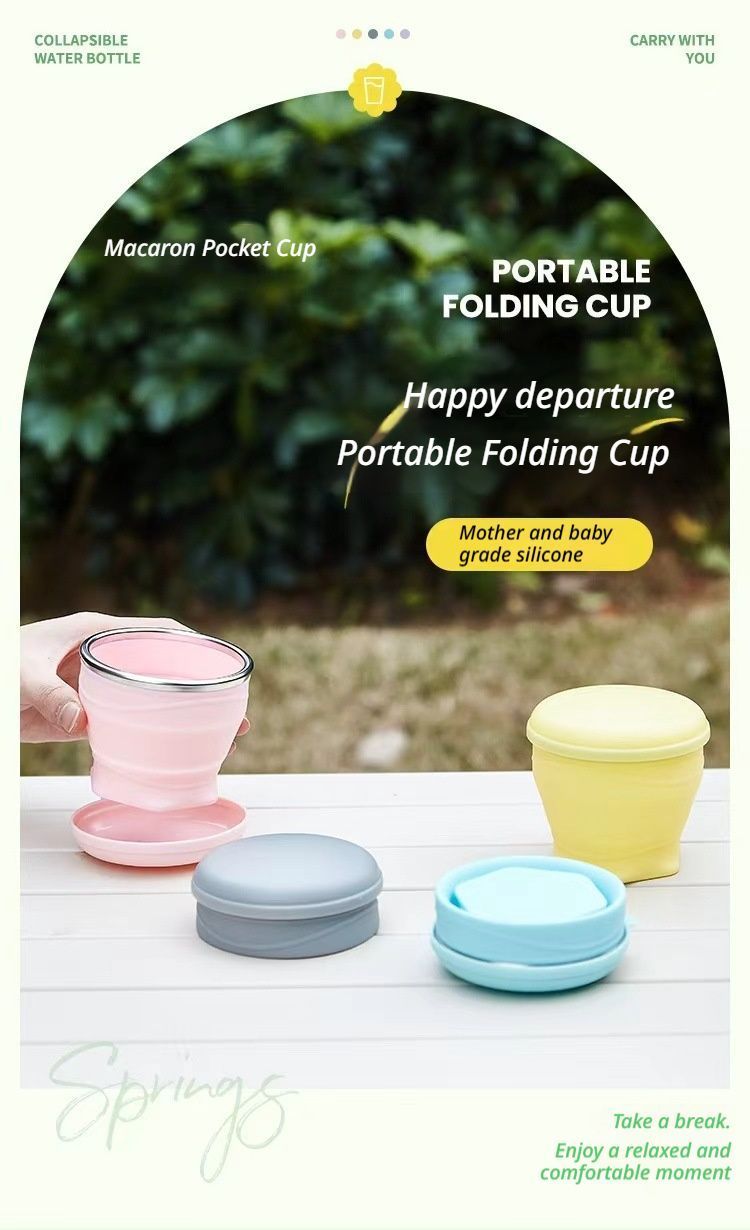 4Pcs Portable Folding Outdoor Water Cup - grey - Image 2