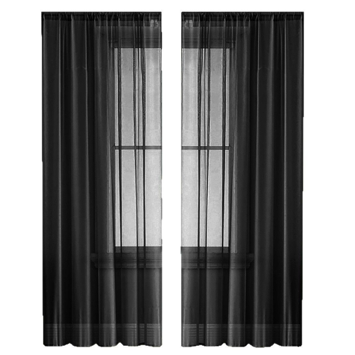 2 Pack Semi Blackout Sheer Curtains Black - Image 6