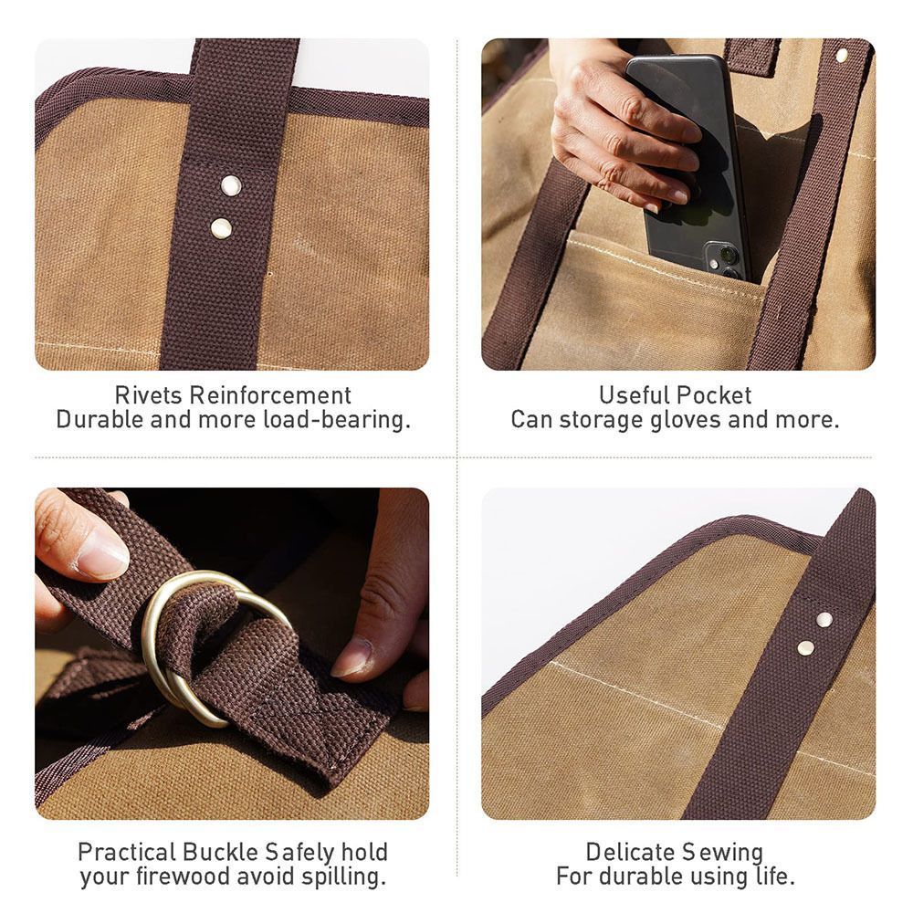 Firewood Storage Bag Khaki - Image 2