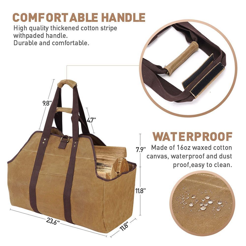 Firewood Storage Bag Khaki - Image 3