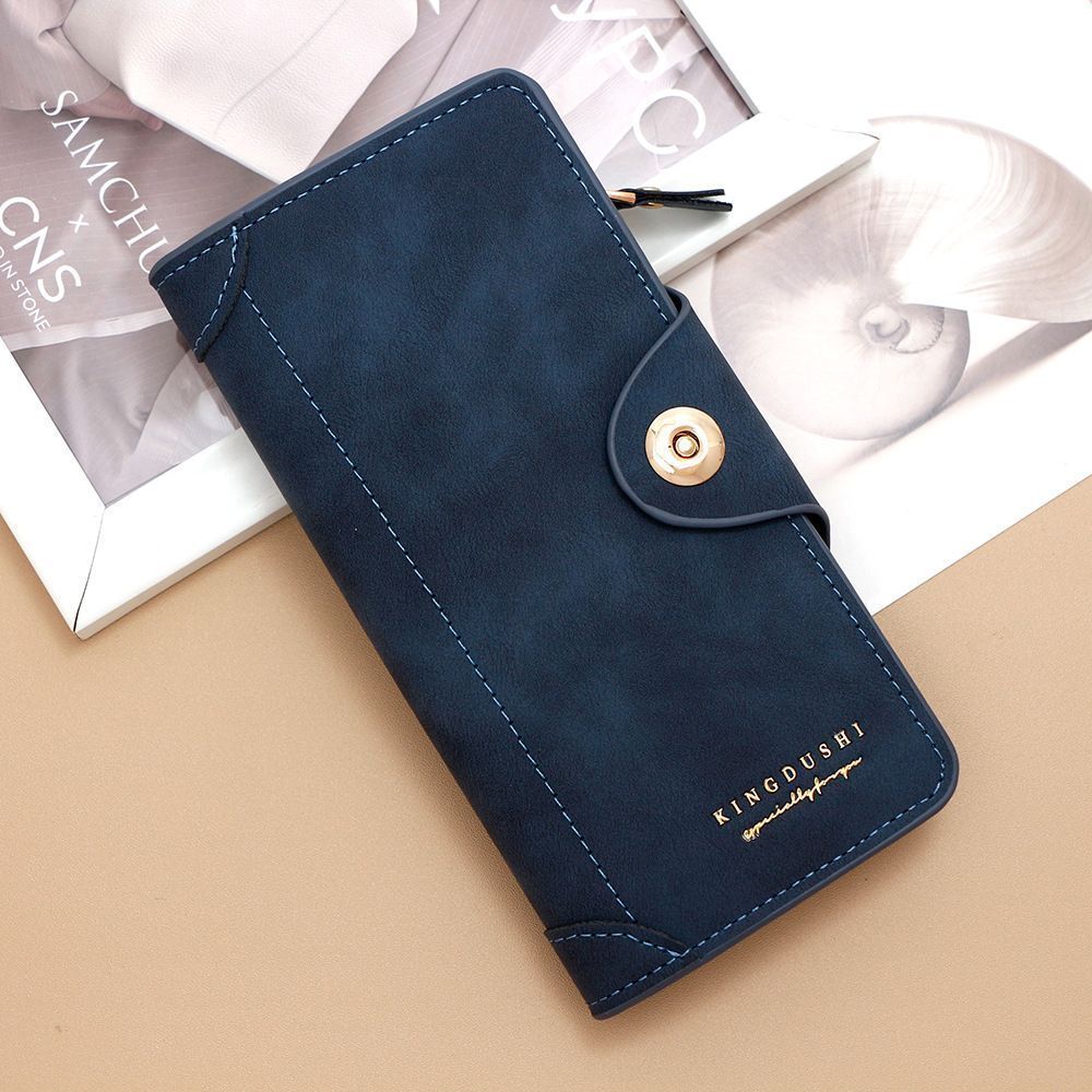 2Pcs Blue Matte Long Wallet - Image 1
