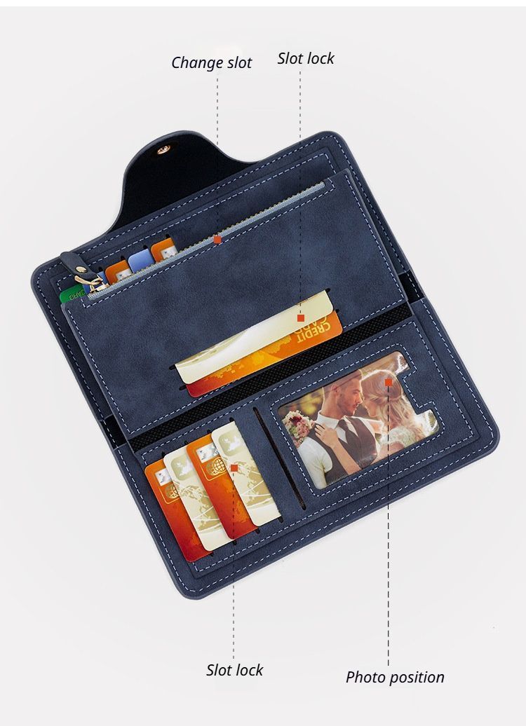 2Pcs Blue Matte Long Wallet - Image 6