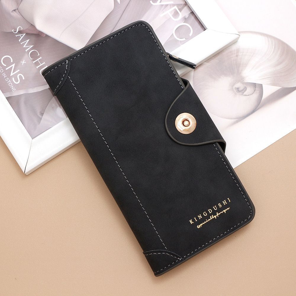 2Pcs Black Matte Long Wallet - Image 1