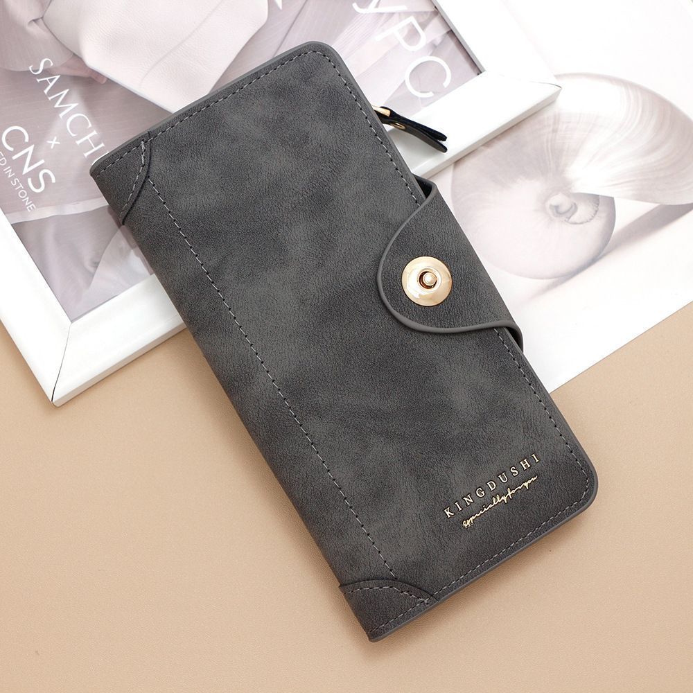 2Pcs Gray Matte Long Wallet - Image 1