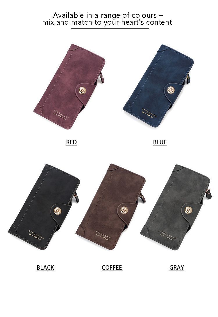 2Pcs Gray Matte Long Wallet - Image 7