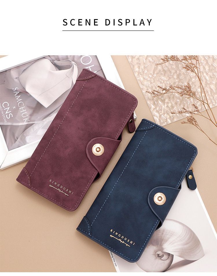 2Pcs Dark Brown Matte Long Wallet - Image 8
