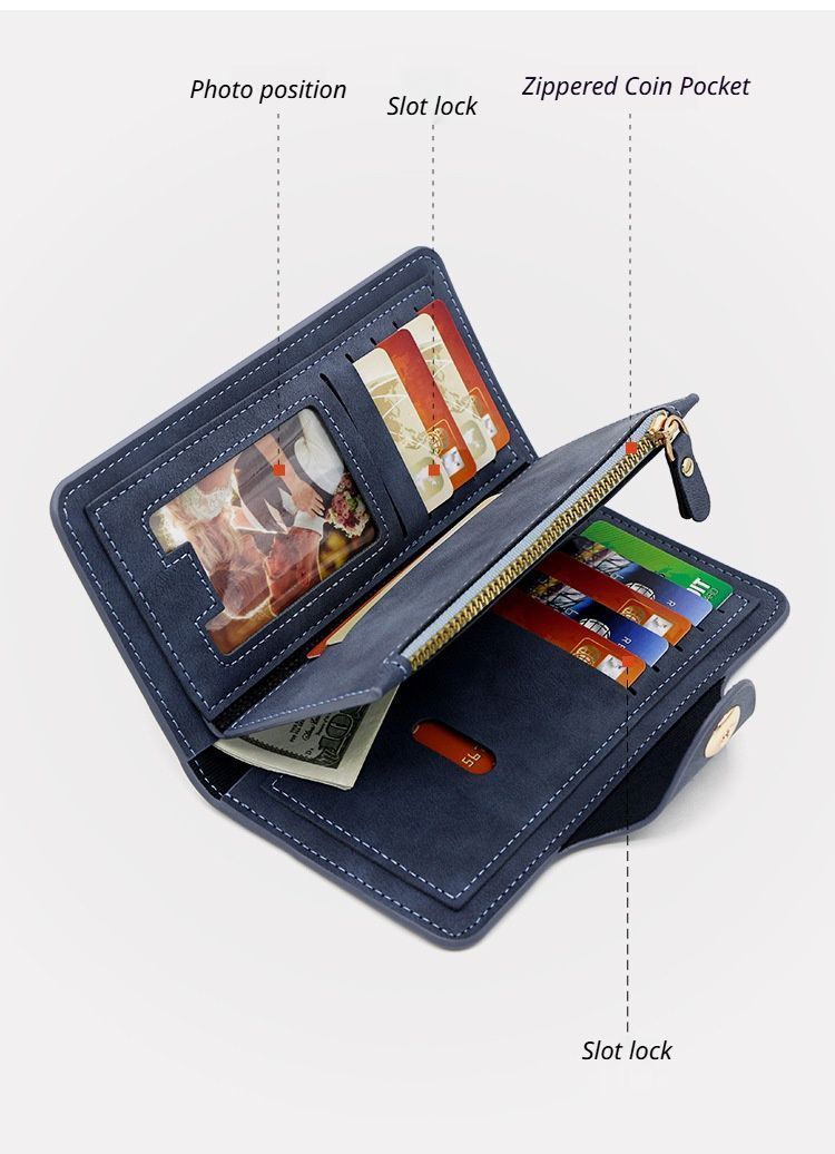 2Pcs Red Matte Long Wallet - Image 5