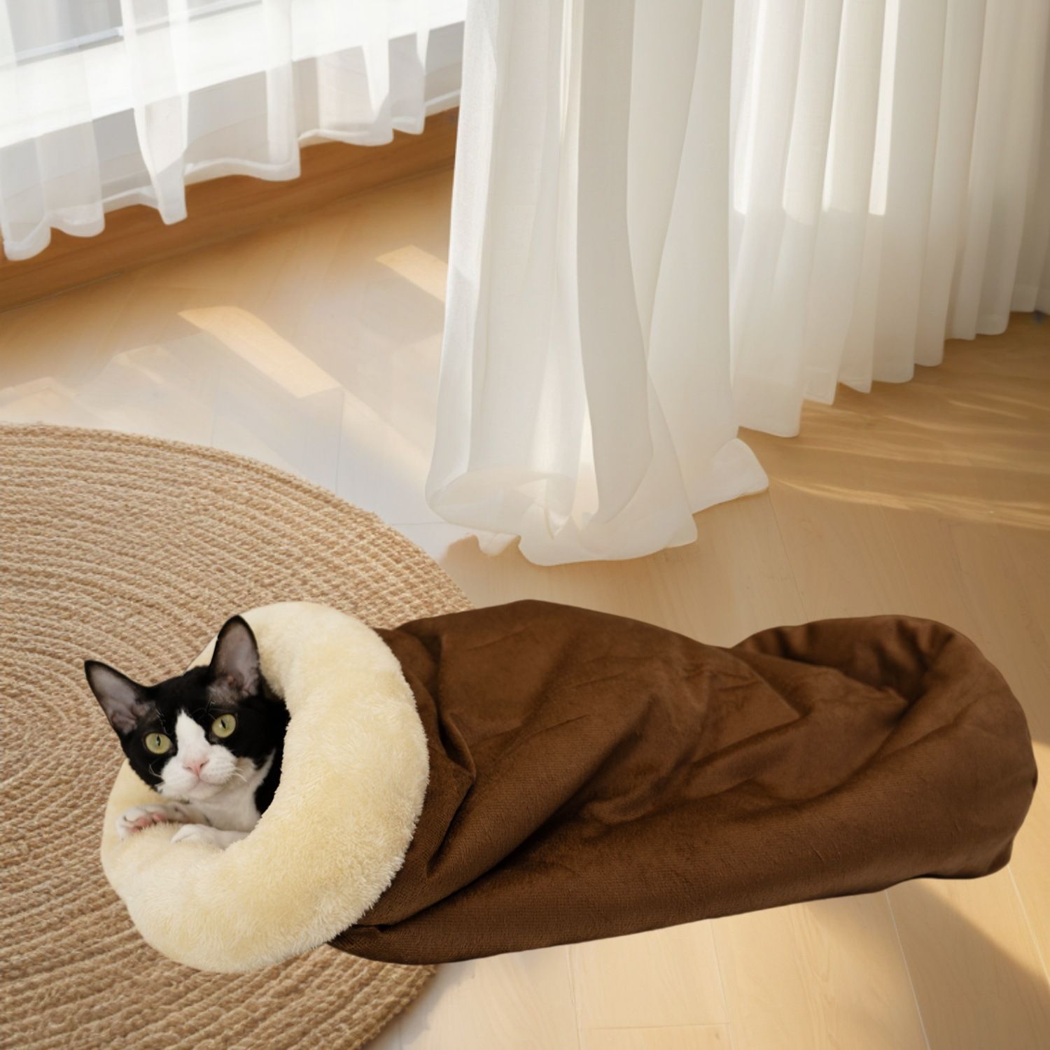 Upgraded Support Pet Warm Bed Dark Brown - Image 5